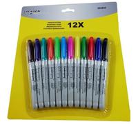 12 Feutres Indélébiles Marqueur Permanent Pointe Fine 12 Couleurs CD Verre Etc