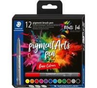 12 feutres - Pointe pinceau - Staedtler - Pigment Arts Pen - Couleurs basiques Multicolore