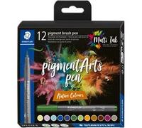 Staedtler Feutre Pigment Brush Pen 371 C12-3 – Pointe pinceau – 12 feutres Nature Colours