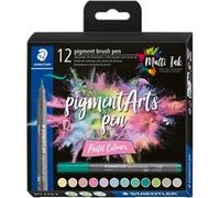 12 feutres - Pointe pinceau - Staedtler - Pigment Arts Pen - Couleurs pastels Multicolore