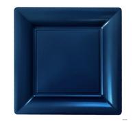 12 Grandes Assiettes Carrées Réutilisables 23.5 cm Marine
