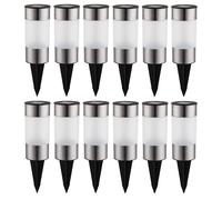 12 LED Lampe solaire en acier inoxydable Lampe de jardin extérieure Lampe d'allée LED solaire enfichable, diamètre x hauteur 6,5 x 23,5 cm