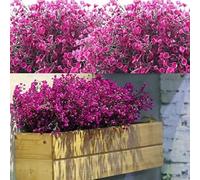 12 Lots Arbustes Artificiels Buissons Fleurs artificielles Résistantes Aux UV d'Extérieur Plantes Fleurs Décoratives pour Arrangement Floral, Centre de Table, Décoration de Jardin Maison (Fuchsia)