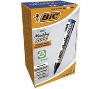 12 marqueurs - Bleu - Indélébile - Permanent - BIC - Marking 2000 - Pointe ronde Bleu
