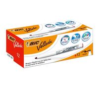 12 marqueurs - Rouge - Pour tableaux blancs - Effaçable - Velleda 1741- Bic