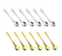 12 Mini Cuillères 7.5cm Acier Inoxydable 304, 6 Argent 6 Or, Petites Cuillères à Café Expresso, Cuillère à Dessert pour Verrines Moka Épices, Design Élégant Finition Miroir pour Maison Réception