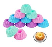12 mini-moules en silicone pour kouglof, faciles à démouler, adaptés aux pâtisseries (diamètre 6,5 cm, hauteur 3,5 cm, 4 couleurs)