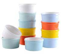 12 moules à soufflé, en porcelaine, 180 ml, adaptés au four, diamètre 9 cm