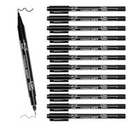 12 Noir a Pointe Fine Marqueur Noir Indélébile Marqueur Double Pointe | ermanent Feutres Dessin Feutre Noire Professionnel Artist Pen pour Dessiner et Esquisser d'Illustration Signature