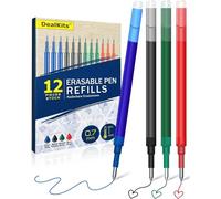 12 Pack 0.7mm Erasable Refill Leads Compatible With Pilot Frixion Ball, Clicker & Eberhard Faber, Erasable Gel Pen Refill, Writing Length: 400m, Blue, Black