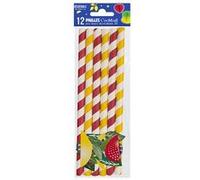12 pailles rayées 18cm rouge jaune - générique ar25pap1 Jaune G