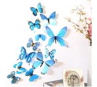 12 pcs 3D papillon Stickers muraux papillons décoration maison, chambre enfant Couleur: Bleu