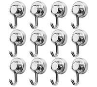 12 PCS Aimant Magnetique Crochets, Petit Aimanté Magnetique Pussiant Crochet Robuste Pour Cuisine Réfrigérateurs Plafond Cuisine Salle De Bain Casier à Clés Torchon Tableau Sur Surfaces Métalliques
