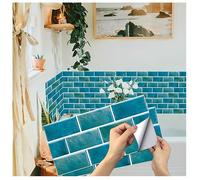 12 PCS Autocollant pour carrelage mural, Imperméable Stickers Carreaux , Convient pour la Cuisine, Salle de Bain（15x30cm）