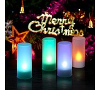 12 PCS Flameless Candles Realistic LED Cordless Tealight Candles 6 Colors Changing with Frosted Cups Charging Base Electric Candle Lights for Christmas Festivals Wedding Party Decoration (Bougies sans
