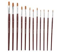 12 pcs/lot Pinceau à l'huile en Nylon Cheveux Pinceau à l'huile Ensemble pour Aquarelle Peinture Acrylique Fournitures d'art (Plat)