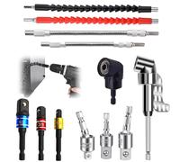 12 Pcs Renvoi D'angle Visseuse, Embout Renvoi 105 Degrés D'angle Visseuse Coudée à Angle, Tige D'extension à Tige Hexagonale 1/4, pour Foret Tournevis Adaptateur de Douille (noir)
