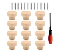 12 Pcs Ronds Poignée meuble bois, Bouton de tiroir, Poignée meuble bois, Boutons de Porte de Placard Bois pour Cuisine, Bureau,Armoire, Commode, Tiroir, 35 x 26 mm - A