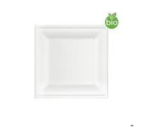 12 Petites Assiettes Carrées Bio Fibre de Canne 15cm