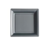 12 Petites Assiettes Carrées En Plastique Gris Argent 18 Cm Taille Unique Argenté