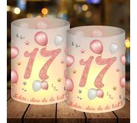 12 Photophores Décoratifs Anniversaire pour 17 Ans, Décoration de Table 17ans Happy Birthday, Deco Anniversaire 17 Ans Femme Homme pour Lumières de thé et Bougies