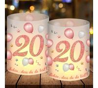 12 Photophores Décoratifs Anniversaire pour 20 Ans, Décoration de Table 20ans Happy Birthday, Deco Anniversaire 20 Ans Femme Homme pour Lumières de thé et Bougies