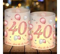 12 Photophores Décoratifs Anniversaire pour 40 Ans, Décoration de Table 40ans Happy Birthday, Deco Anniversaire 40 Ans Femme Homme pour Lumières de thé et Bougies
