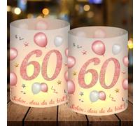 12 Photophores Décoratifs Anniversaire pour 60 Ans, Décoration de Table 60ans Happy Birthday, Deco Anniversaire 60 Ans Femme Homme pour Lumières de thé et Bougies