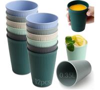12 Pices Gobelet Plastique Rutilisable 0,35L Verre en Plastique Reutilisable Incassable en Polypropyl VERRE A EAU AVEC OU SANS PIED