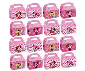 12 pièces/24 pièces, sac cadeau de fête de dessin animé Disney Minnie Mickey Mouse-design double face coloré, poignée, boîte en carton, b animé Minnie box 12pcs
