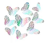 12 pièces 3D multicolore papillon autocollant mural décalcomanie murale décoration de la maison 3 tailles papillons décoration murale~01265