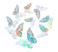 12 pièces 3D multicolore papillon autocollant mural décalcomanie murale décoration de la maison 3 tailles papillons décoration murale~01651