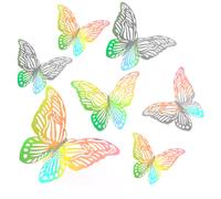 12 pièces 3D multicolore papillon autocollant mural décalcomanie murale décoration de la maison 3 tailles papillons décoration murale~01652