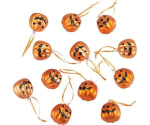 12 pièces - 45 mm citrouille d'automne Halloween ornements suspendus - Jack O'Lantern décorations d'arbres en plastique - nuit arbre de Noël balle ornement suspendus pour Thanksgiving vacances.