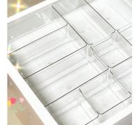 12 pièces/6 pièces/2 pièces Boîte de rangement de cosmétiques transparente, organisateur de bureau à compartiments multiples, support antichute pour petits objets et bijoux, organisateur de maquillage
