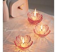 12 pièces/6 pièces/3 pièces/1 pièce Porte-bougie en verre fleur de cerisier, Porte-bougie d'art décoratif, Porte-bougie de table transparent, Convient pour le salon, la salle à manger, la décoration d