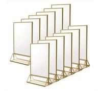 12 pièces/6 pièces/3 pièces/1 pièce Porte-numéros de table de mariage en acrylique transparent avec cadre argenté, cadre photo argenté double face, menu de table de restaurant, porte-affiche de carte 