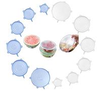 12 Pièces 6 Tailles Rond Couvercle Extensibles en Silicone | Couvercle Universel de Differentes, Sans BPA, Couvercle Etirable Alimentaire Extensible, pour Alimentaire, Fruits, Ciotole