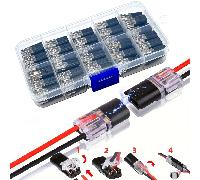 12 pièces/60 pièces Connecteur d'insertion à double fil, 2 broches 2 ports, isolé en PVC, matériau de contact en cuivre, borne de connexion rapide, mode d'alimentation sans charge, avec clip de verrou