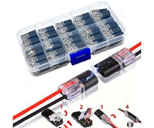 12 pièces/60 pièces Connecteur d'insertion à double fil, 2 broches 2 ports, isolé en PVC, matériau de contact en cuivre, borne de connexion rapide, mode d'alimentation sans charge, avec clip de verrou