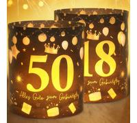 12 pièces Abats-jours design couronne de gâteau noir & or pour 18e/50e anniversaire, décoration de table de fête d'anniversaire 18e/50e, décoration d'éclairage d'anniversaire, décoration de célébratio