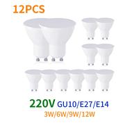 12 pièces AC220V LED ampoule 3W 6W 9W 12W GU10 LED ampoule de projecteur 270 degrés Angle de faisceau pour la maison bureau décoration lampe lumière 3W