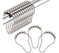12 pièces Anneaux de rideau de douche en forme de gourde, boules métalliques avec 5 perles pour accessoires de salle de bain, décoration de maison, décoration d'automne, rentrée scolaire Taille Unique