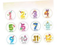12 Pièces Autocollants de Jalons Mensuels pour Bébés de Autocollants Créatifs pour Décor Adorable pour Albums Photos et Partage sur Réseaux Sociaux
