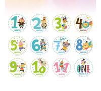 12 Pièces Autocollants Mensuels Bébé Animaux, en Papier | Enregistrement Mensuel, Réutilisables sans Trace, Décor Photo et Album, Style Créatif Adorable