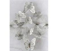 12 pièces Autocollants muraux papillon 3D creux, convient pour la décoration de gâteau, la décoration de mariage, la décoration du salon de la maison, la décoration de fête d'anniversaire, autocollant