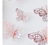 12 pièces Autocollants papillon 3D creux holographiques or rose, autocollants décoratifs en papier créatifs pour la décoration murale de la maison, autocollants, décoration murale, décalcomanie vinyle