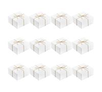 12 Pièces Boîte Présent Blanche en Papier avec Couvercle | Structure Stable, pour Pâtisserie et Réception Nuptiale, Format Carré, Emballage Soigné