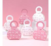 12 pièces Boîtes cadeaux avec nœud rose, boîtes à bonbons, décoration d'anniversaire pour fille, décoration d'anniversaire avec nœud, boîtes cadeaux d'anniversaire, boîtes cadeaux de sac à main de fêt