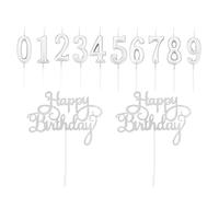 12 pièces bougies d'anniversaire, bougie chiffre,gâteau numéro 0 à 9 ans,2 pièces de décoration de gâteau avec lettres joyeux anniversaire,Gâteau d'Anniversaire,pour gâteau d'anniversaire,fête d'anniv